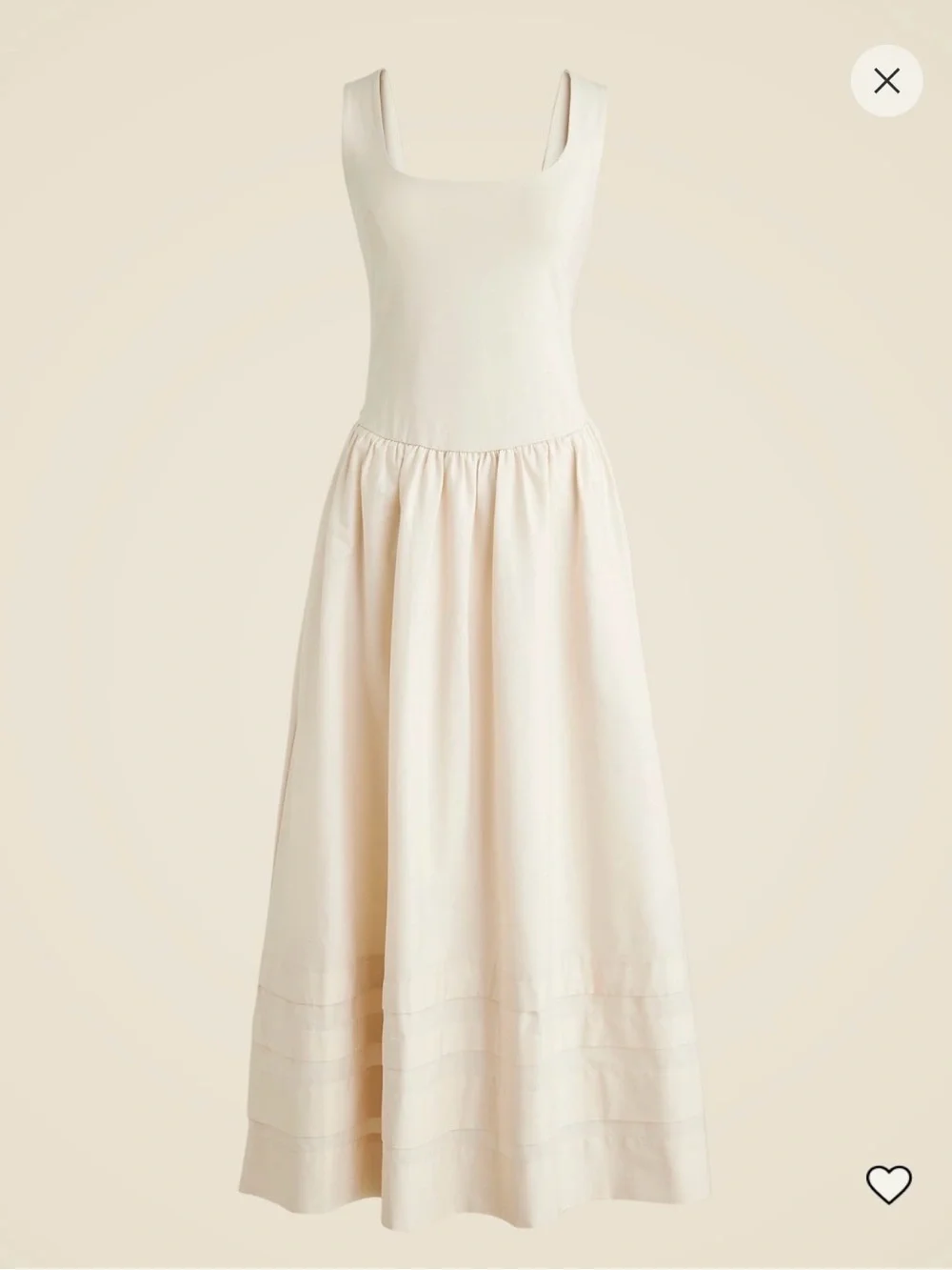 J.Crew Sleeveless Square-Neck Maxi Dress in Cream - Picture 1 of 1